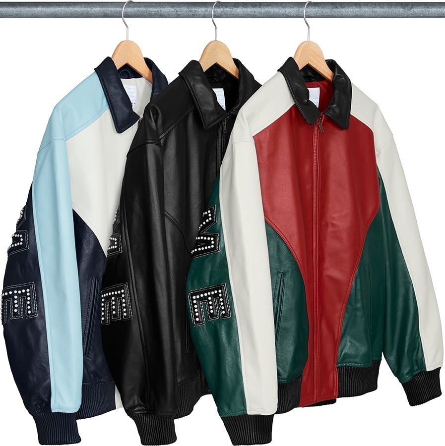 Studded Arc Logo Leather Jacket